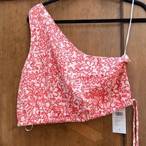 Linen Cropped Hawaiian one shoulder top Brand New